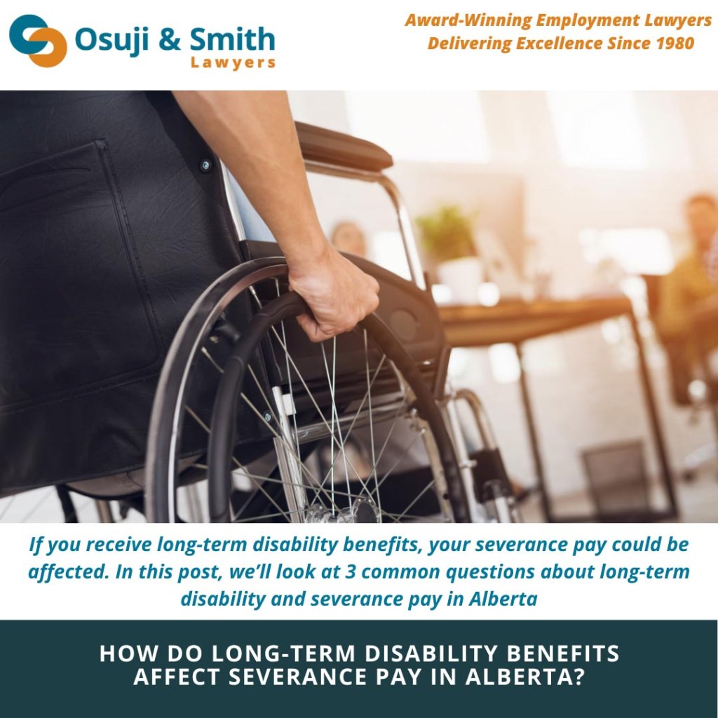 How do long-term disability benefits affect severance pay in Alb