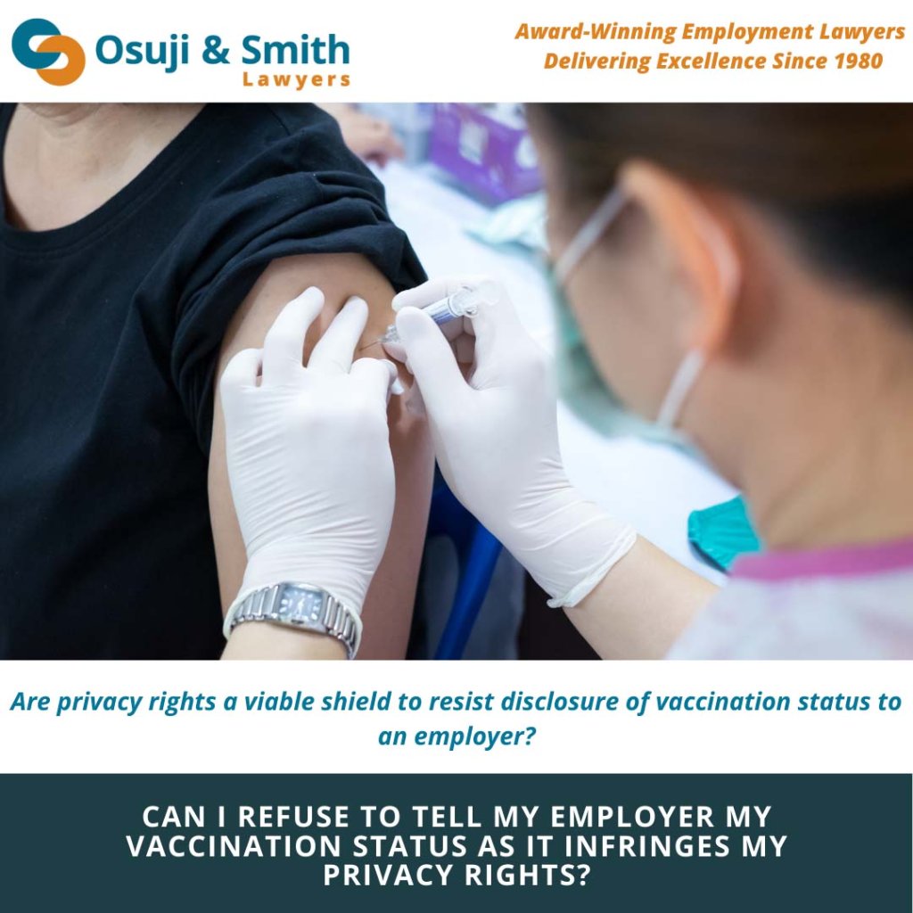 Can I refuse to tell my employer my vaccination status as it inf