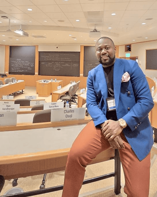 Dr. Charles Osuji in a Harvard Business School classroom